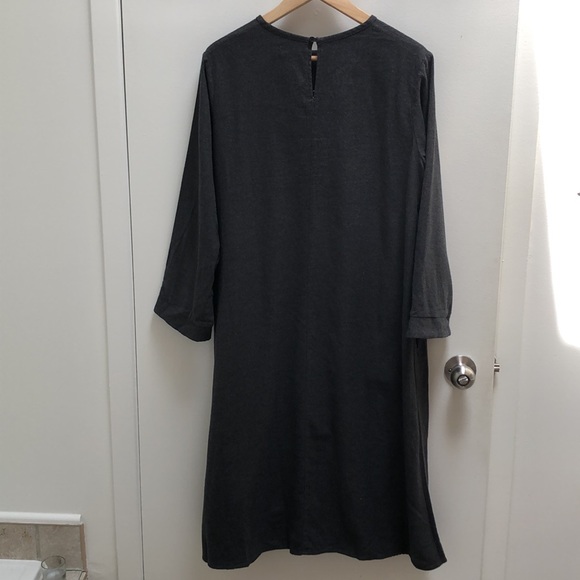 Muji - grey long-sleeved dress - heavy cotton - M - Picture 3 of 6
